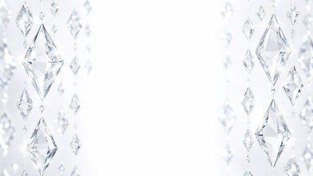 Luxury Background Frame with Falling Sparkling Diamonds