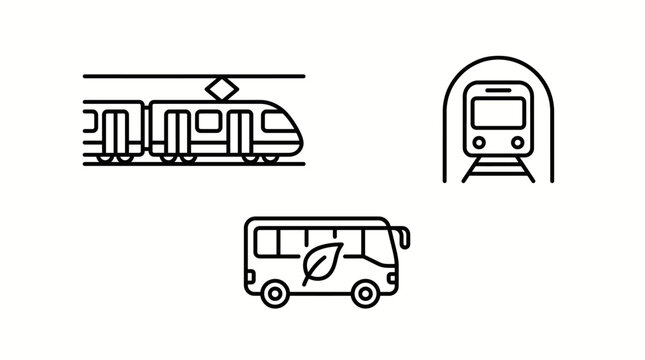 Modern transportation system illustrating trains buses and railway vehicles for travel and public transit solutions
