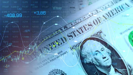 Charts show money movement and recession trends in financial markets and economy © fotofabrika