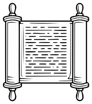 Ancient scroll illustration with text unrolled vector parchment antique document
