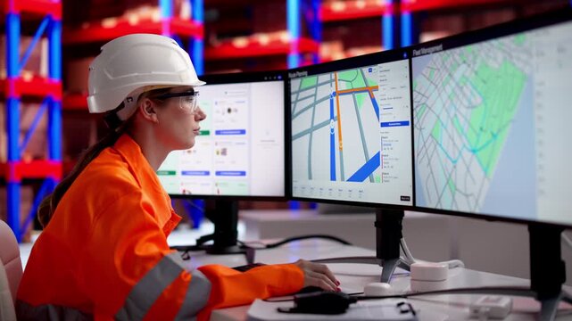 Logistics Coordinator Monitors Fleet Tracking Software