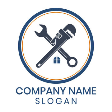 Crossed Wrench and Pipe Wrench Icon for Repair and Maintenance