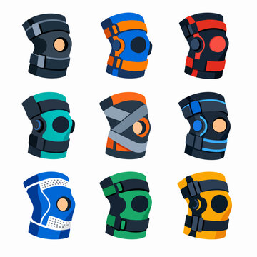 Colorful orthopedic knee braces and patella support sleeves set
