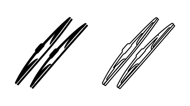 Windshield wiper blades black and white line illustration