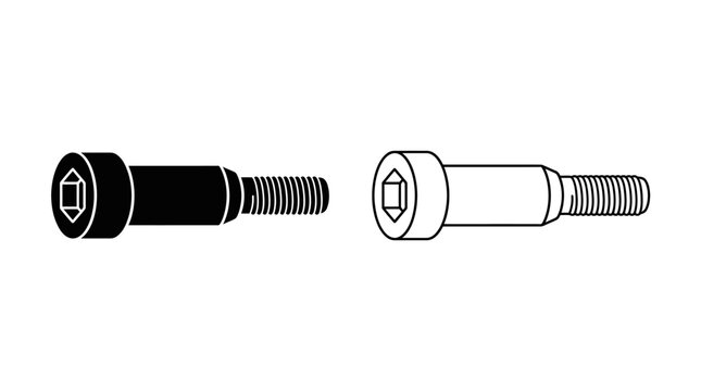 Hex head bolts silhouette on a white background technical illustration