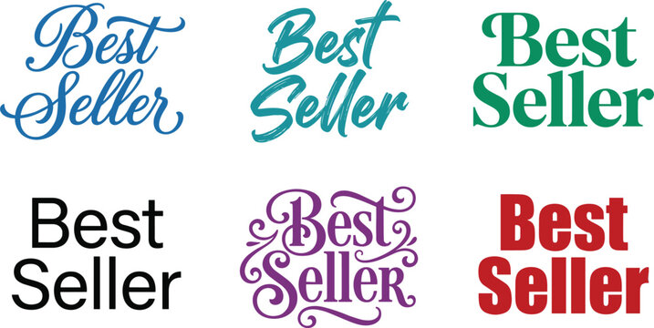 Best seller colorful typography design bundle containing six unique hand lettering font style text layout variants