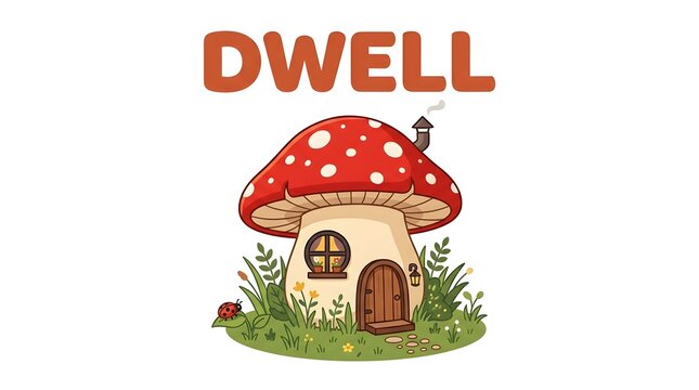 Dwell mushroom house illustration enchanted forest fairy tale dwelling