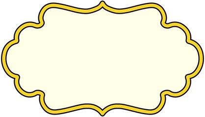 Fototapeta premium Yellow Ornate Oval Vintage Label Frame