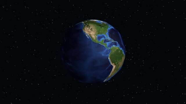 Earth Zoom Animation to Rancho Cucamonga California with Geographic Data Overlay