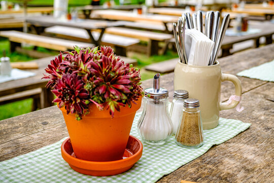 typial bavarian beergarden in summer