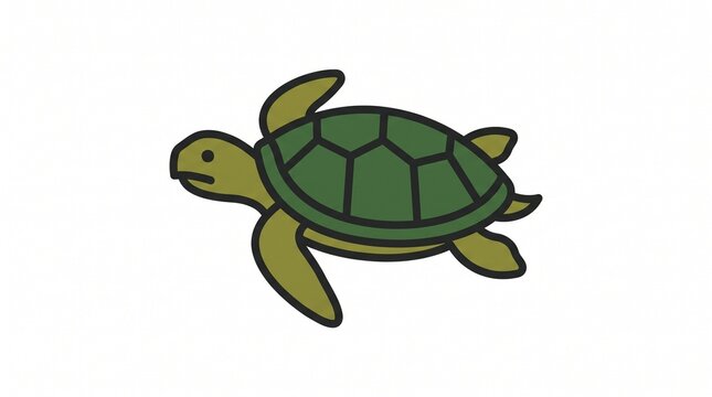 Flat Vector Illustration of a Single Turtle Icon Minimalist Design