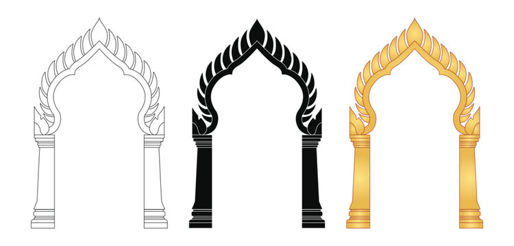 Kbach Khmer border frame decoration gate outline black gold