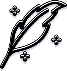 Obraz premium Quill pen outline icon creating a clean symbol of writing, literature, poetry, wisdom, and education, presented as a minimalist black and white pictogram on an isolated white background
