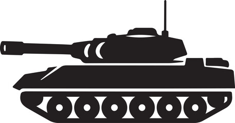Fototapeta premium Black silhouette of a military tank icon Vector, illustration