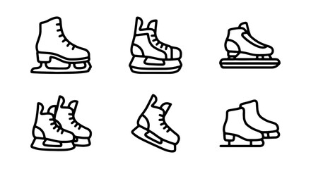 Obraz premium Ice Skate Icons, Figure Skating Boots, Hockey Skates, Winter Sports Vector Set