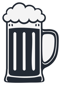 Dark Beer Mug With White Foam Illustration