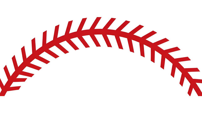Red baseball stitches vector isolated on white background