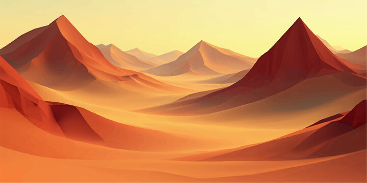 Geometric low poly desert mountain range at sunset with mountains landscape geometric abstract background outdoors