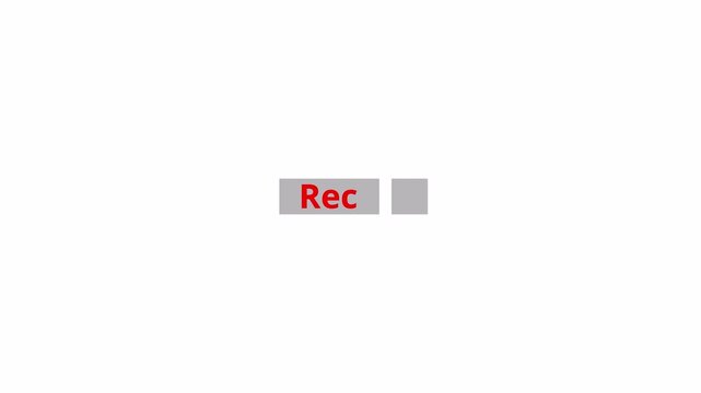 Recording REC Text Button Animation with Alpha Channel, Blinking Record Icon for Live Stream, Video Recording Indicator Overlay on Transparent Background in 4K