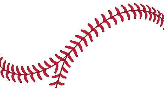 Red baseball stitches vector isolated on white background