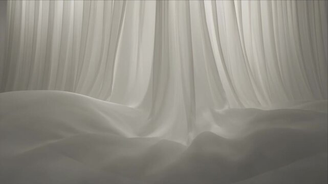 Luxury light overlay background fabric curtain wave texture abstract soft dreamy atmosphere serene elegant flowing layer subtle shadow tranquil mood minimal interior design backdrop
