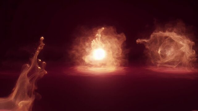 Luxury light overlay background abstract glowing energy aura splash in dark space fantasy scene with fireball cloud vortex swirl effect warm magic glow mystic power visuals