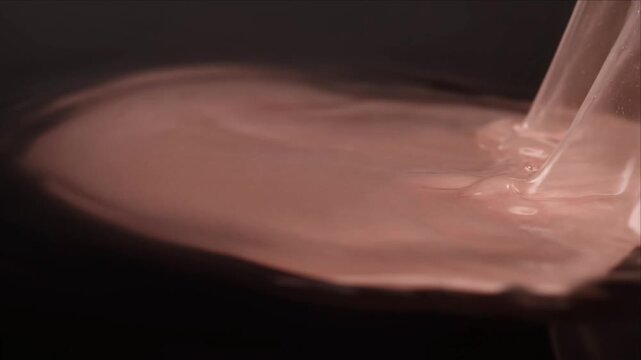 Luxury chocolate cream light overlay background with smooth liquid splash motion and elegant glossy texture flows on dark reflective surface for abstract beauty art design and indulgent dessert mood