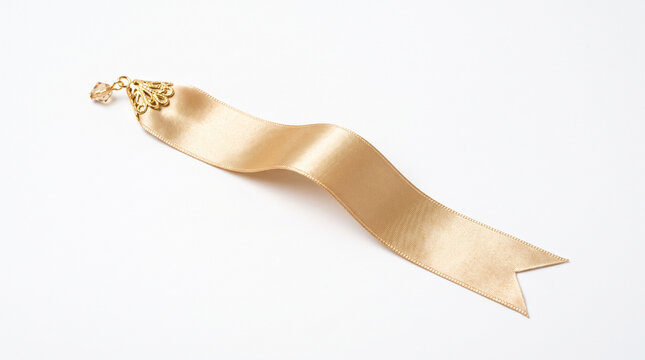 Luxury Gold Ribbon Bookmark Isolated for Web and Print Design