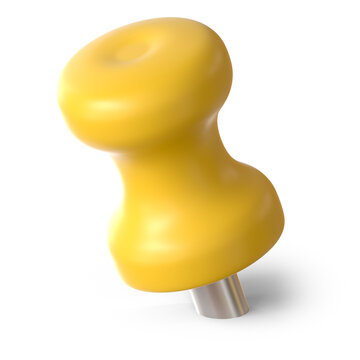 push pin stationery element 3d render yellow color