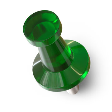 push pin stationery element 3d render green glass color