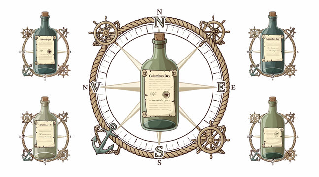vintage nautical rum bottles compass