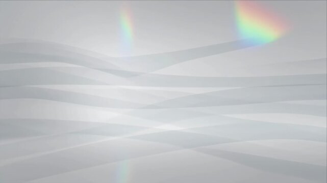 Luxury light overlay background with soft white wave line pattern and gentle rainbow glow reflection creating elegant abstract design for modern minimalist presentation template and minimal grey