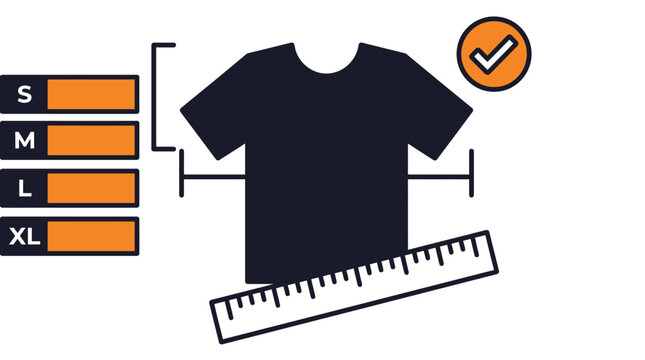 T-shirt size chart and measurement guide illustration