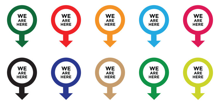 Map pointer vector icon collection showcasing &ldquo;you are here&rdquo; location markers for GPS navigation, maps, travel apps, and wayfinding systems. 