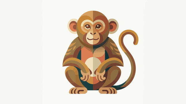 Stylized monkey illustration with warm earth tones and geometric design