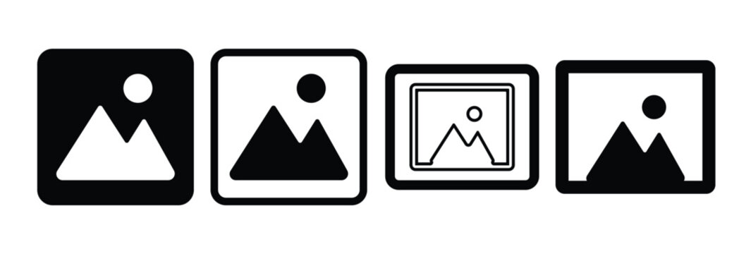 Image Gallery Icon Set Vector, Photo and Picture Symbols in Circle Style for Media, User Interface and App Design 