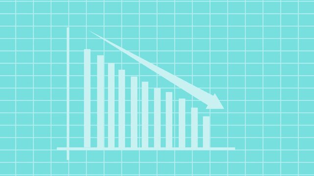 Descending bar chart with downward arrow graph animation