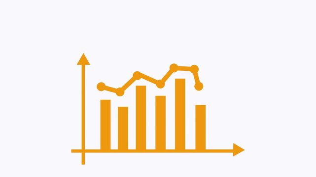 Business graph bar chart with trend line animation
