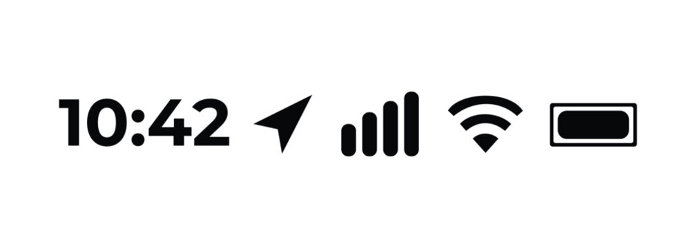 phone status bar signal wifi battery icon set vector 