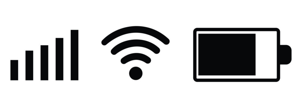 phone status bar signal wifi battery icon set vector 