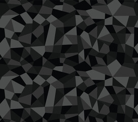 Fototapeta premium Black polygonal triangle mosaic camouflage background. Triangular low poly seamless pattern. Abstract geometric camo texture. Vector wallpaper 