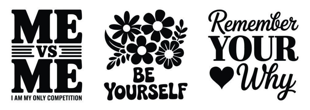 Inspirational Quote Lettering Bundle Vector Set, Motivational Typography Quote Bundle, Empowering Women Quote Bundle