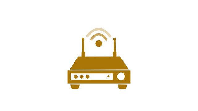 Wi-Fi router icon on a black background with signal waves animation