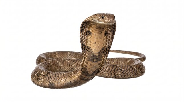 King cobra snake coiled and ready to strike isolated with wild animal