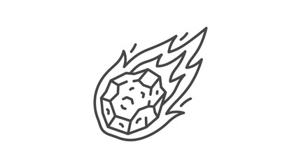 Sleek Black and White of a Meteorite or Diamond with Flaming Trail for Stock with high quality professional line art symbols for modern creative design and digital branding projects © mafruhan