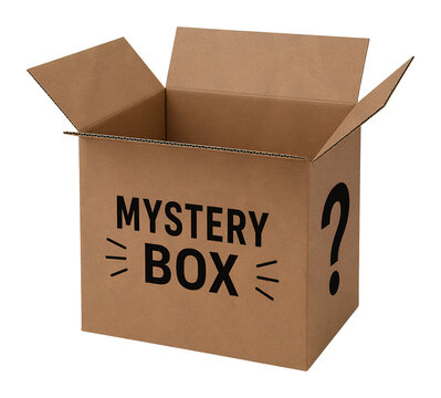 empty mystery box isolated on transparent background