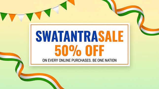 Sale banner with fifty percent off discount text