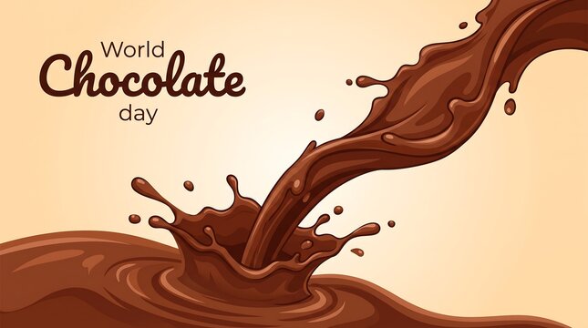 World chocolate day celebration with chocolate fountain splash