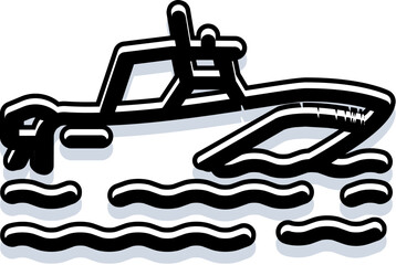 Speedboat navigating across calm water, representing concepts of transport, leisure, and summer vacation, perfect for nautical travel and adventure themes © vectorwin