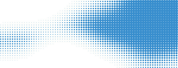 Fototapeta premium Blue and white halftone dots pattern gradient background texture